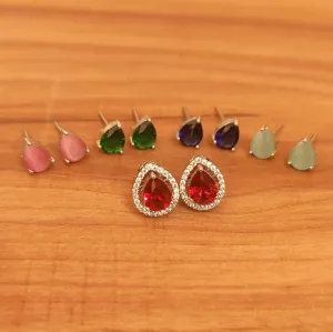 PEAR SHAPED CZ STUDDED CHANGEABLE EARRINGS