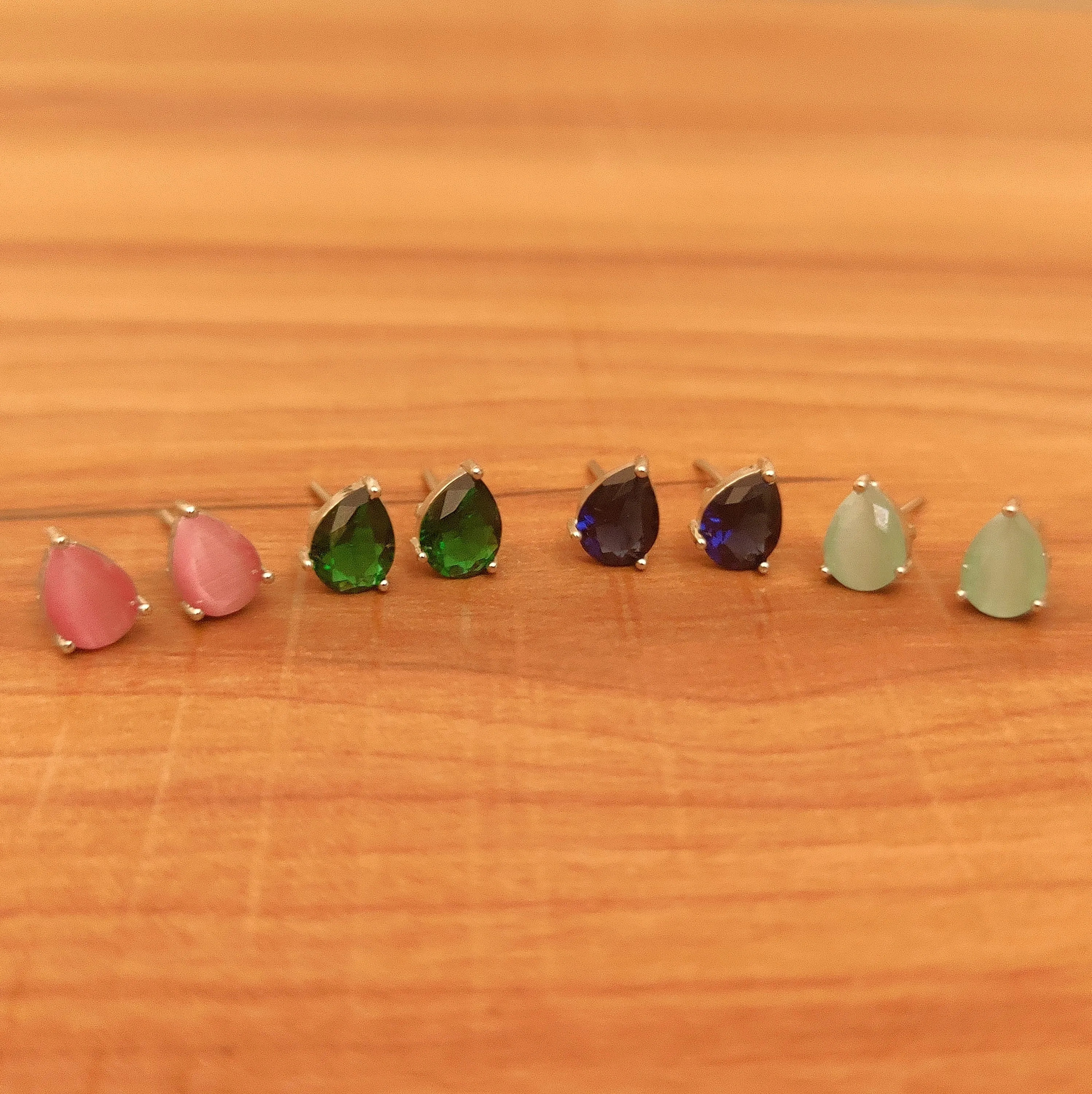 PEAR SHAPED CZ STUDDED CHANGEABLE EARRINGS