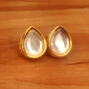 PEAR SHAPED KUNDAN POLKI BIG STUDS