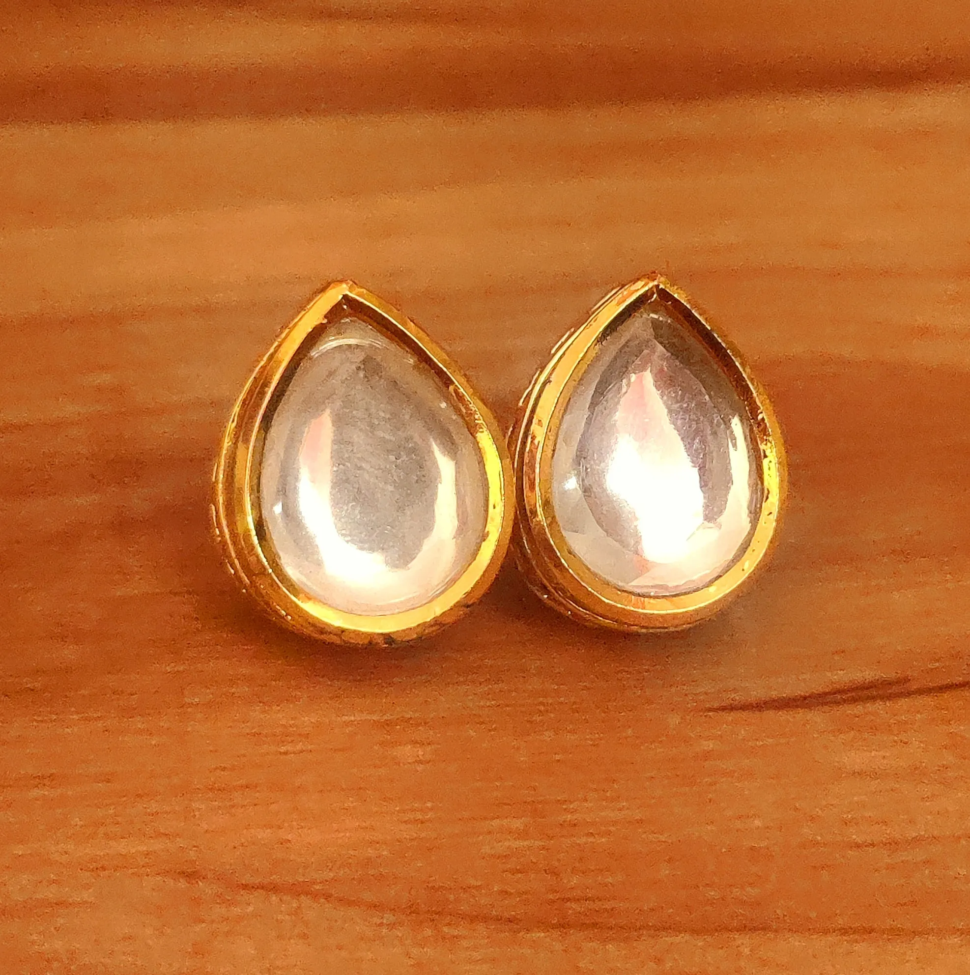PEAR SHAPED KUNDAN POLKI BIG STUDS