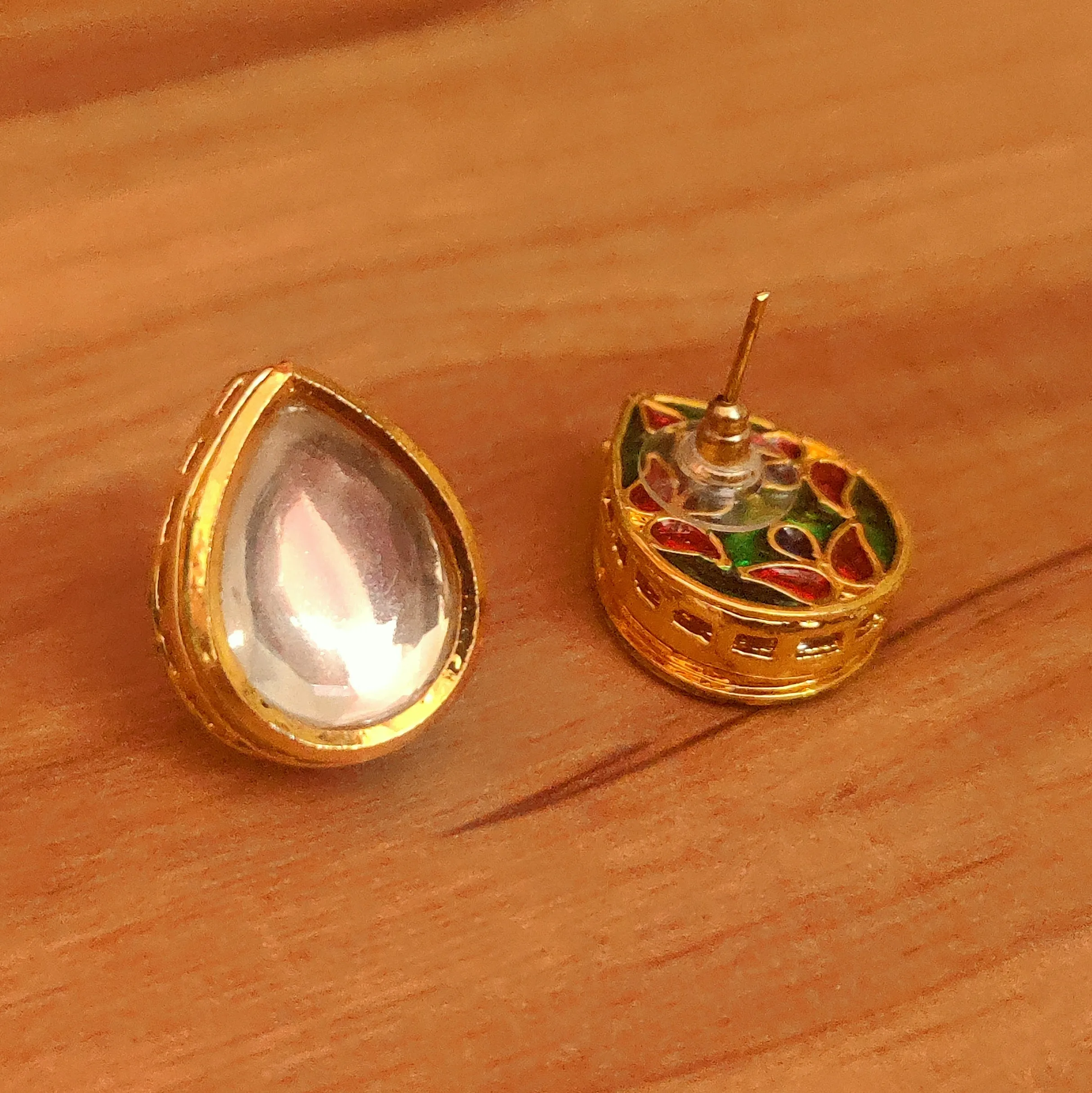 PEAR SHAPED KUNDAN POLKI BIG STUDS