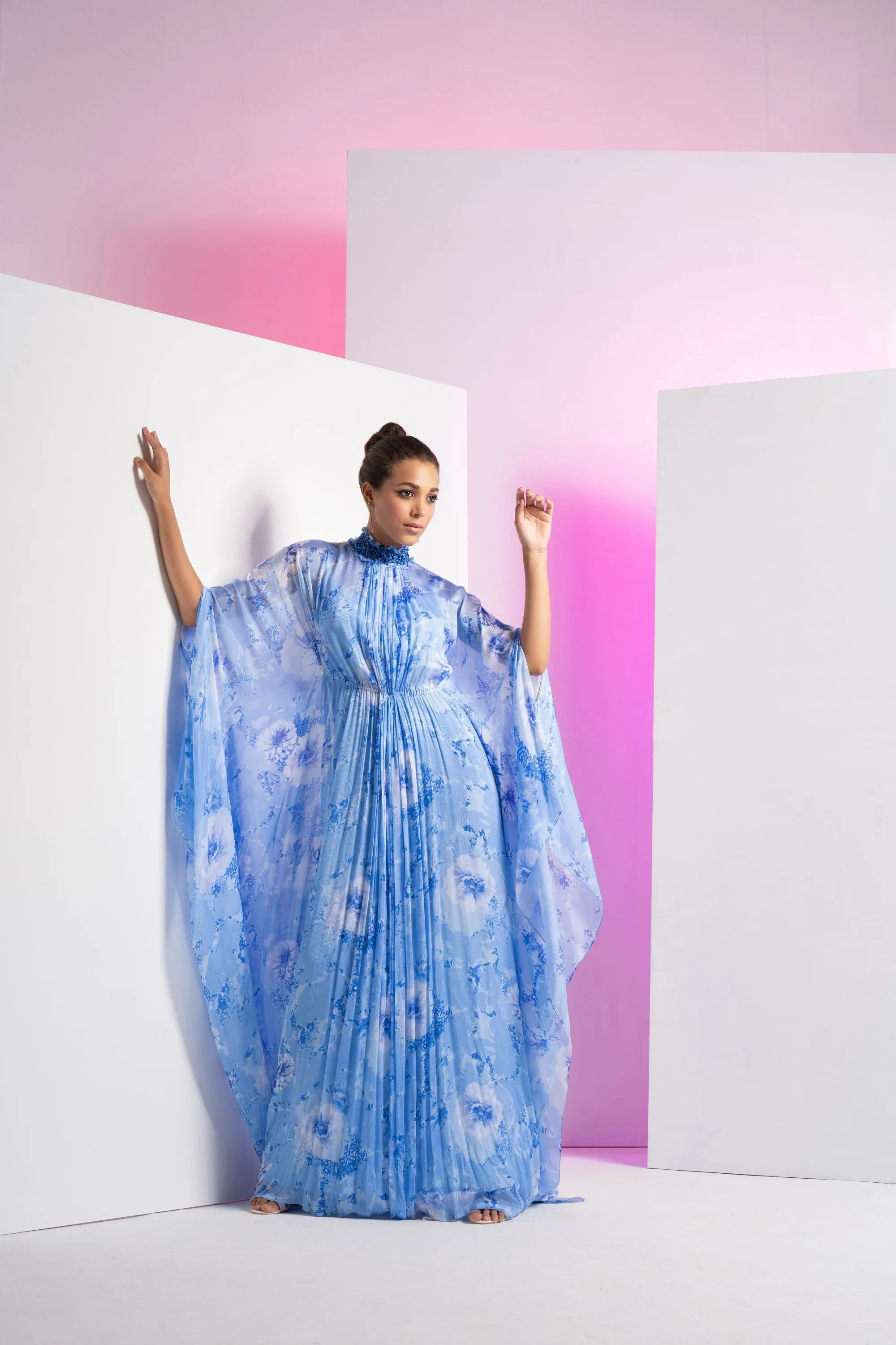 Pearl Blue Embroidered Kaftan