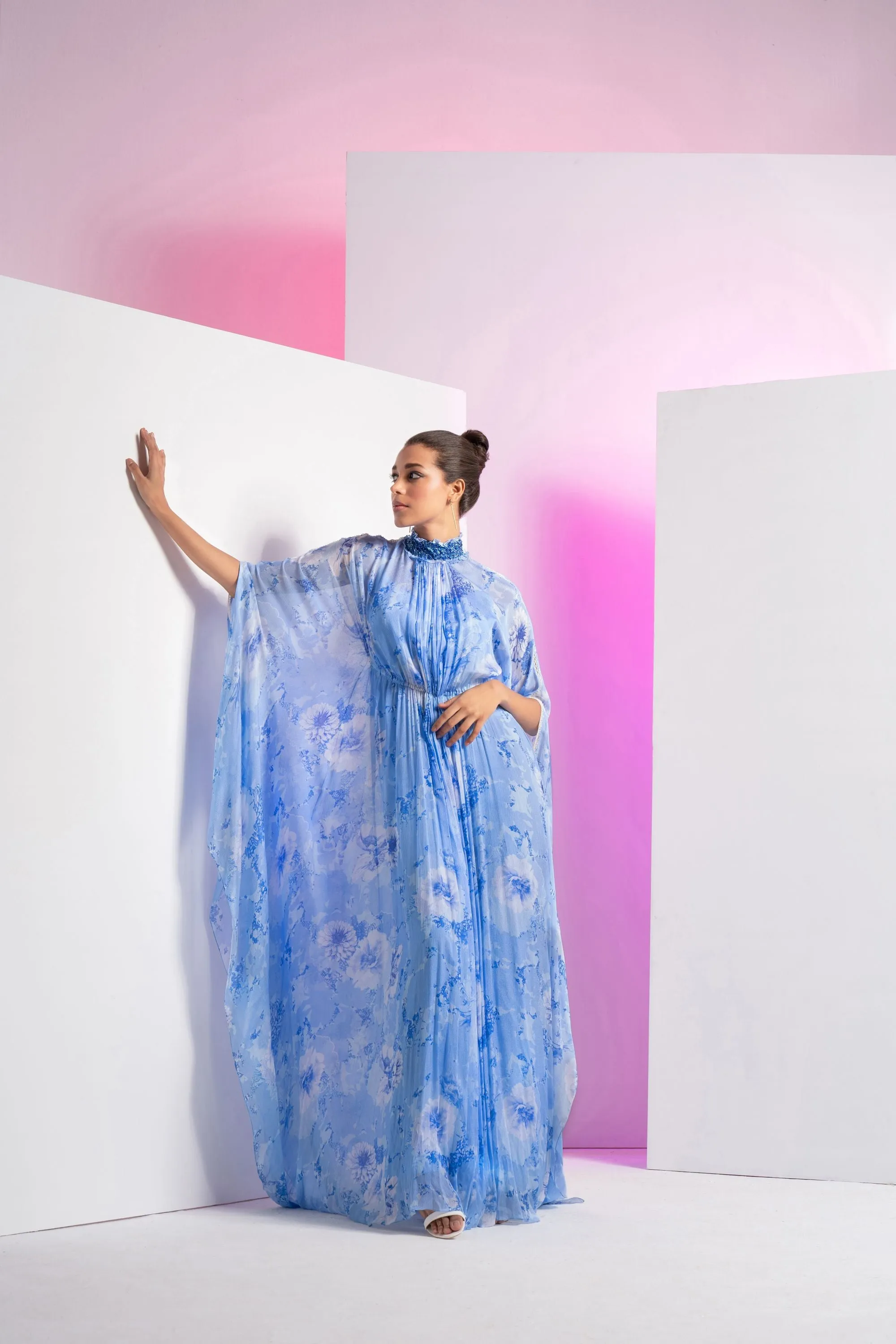 Pearl Blue Embroidered Kaftan
