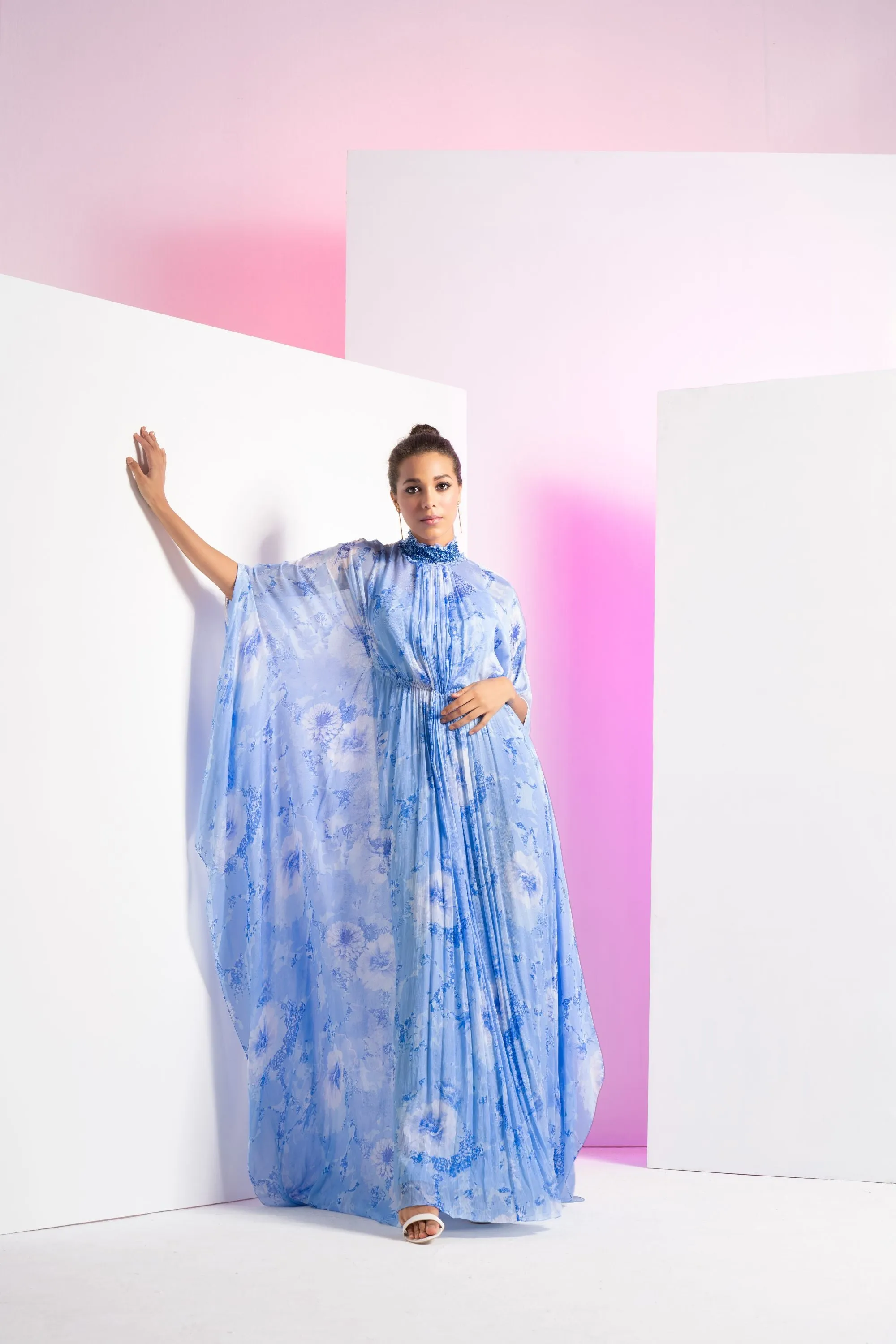 Pearl Blue Embroidered Kaftan