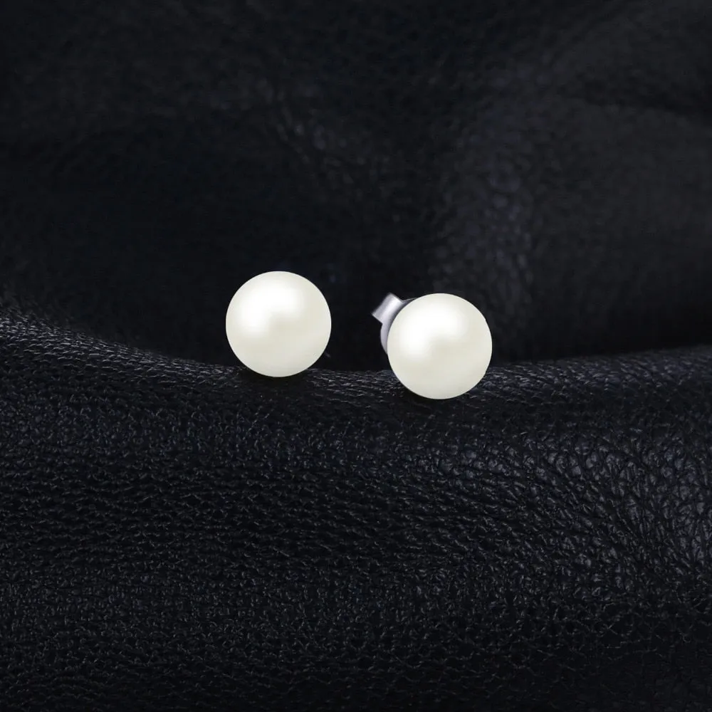 Pearl Button Ball Stud Earrings 925 Sterling Silver