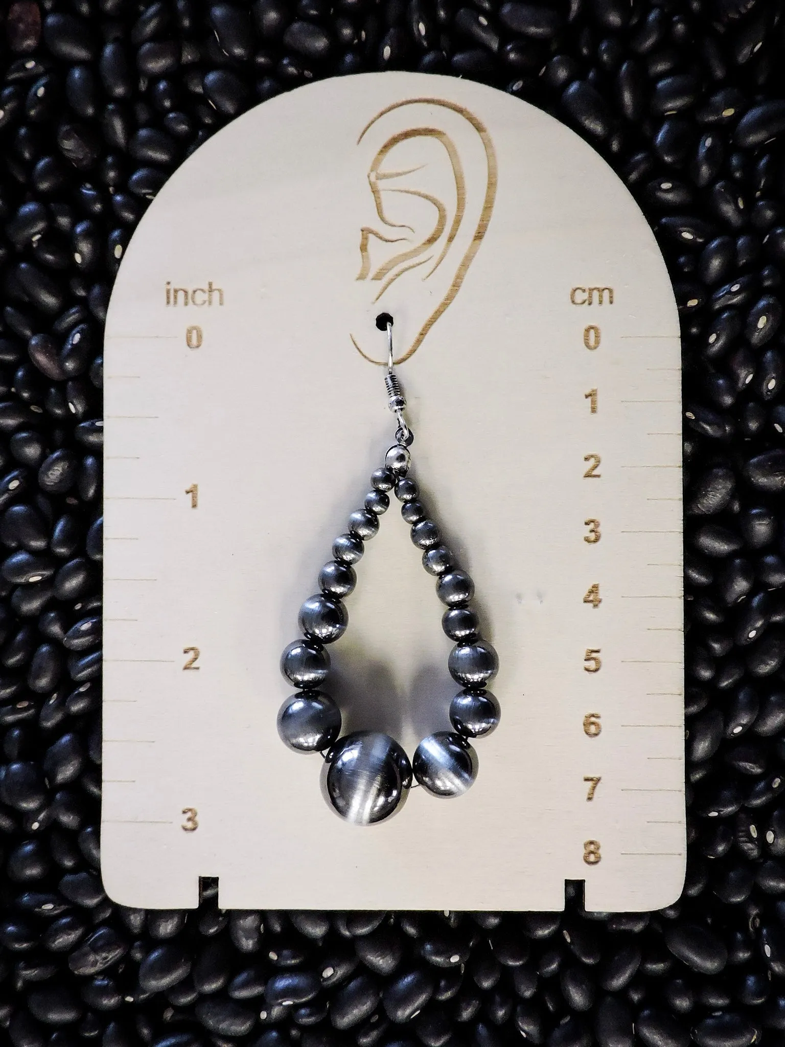 Penny Navajo Style Bead Dangle Earrings - Silver