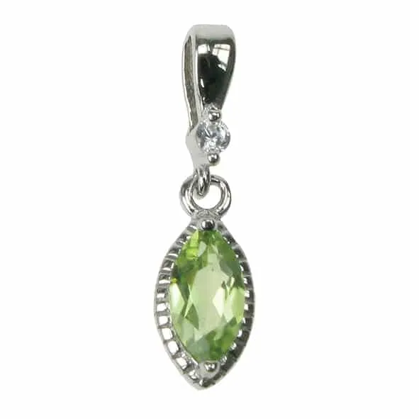 Peridot Marquise Solid 925 Sterling Silver Pendant