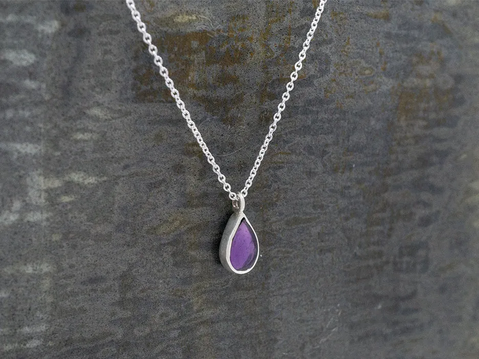 Petite Amethyst Teardrop Necklace