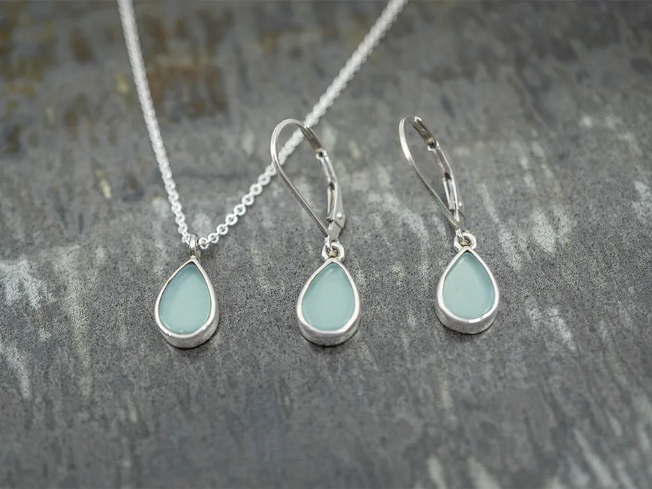Petite Chalcedony Teardrop Necklace