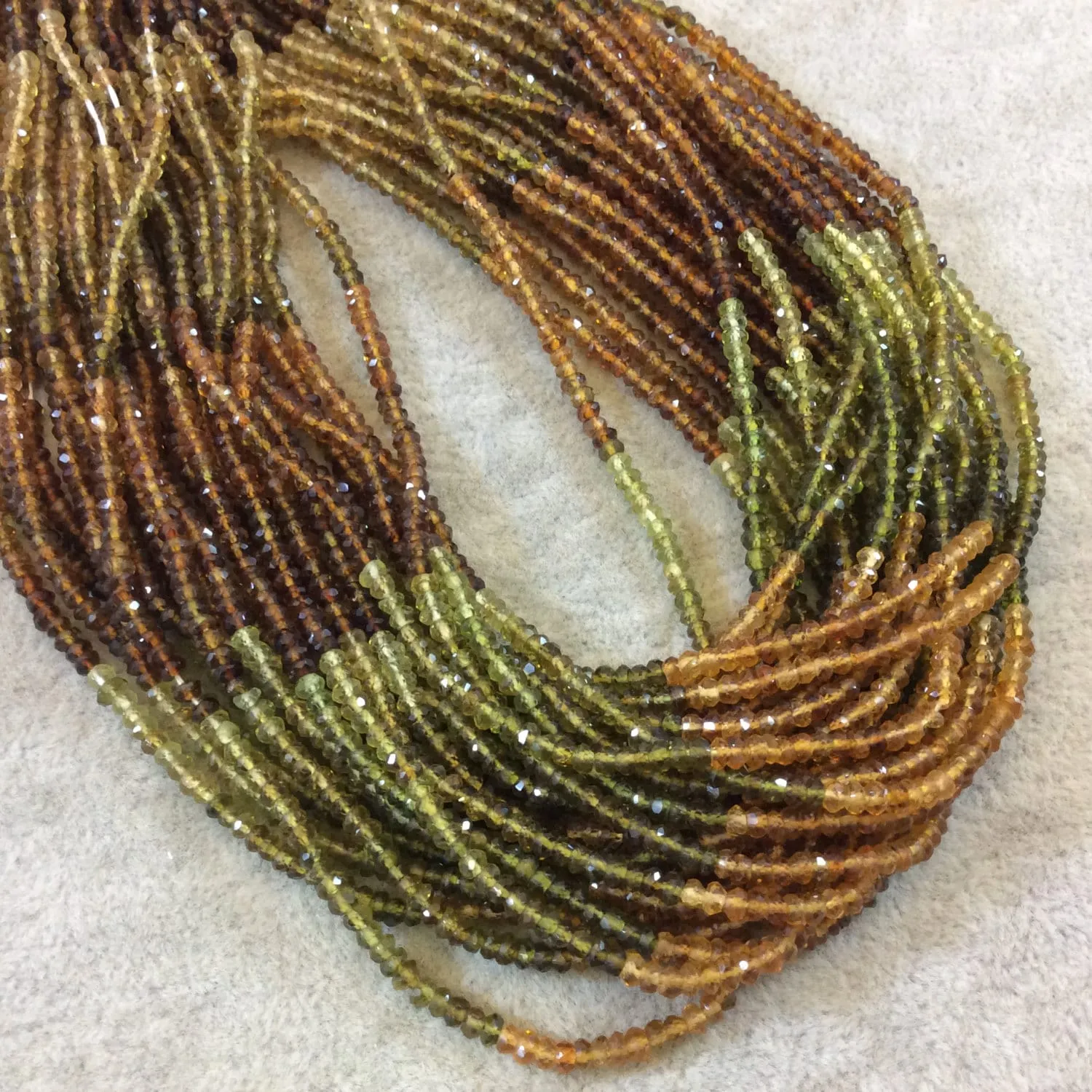 Petro Tourmaline Beads - High-Quality 3mm Hand-Cut Micro-Faceted Multicolor Tourmaline Rondelles