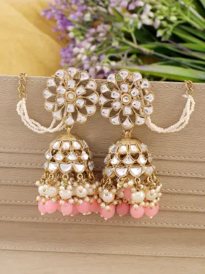 Pink Drops 'Kundan Studded' Jhumka Earrings for Girls & Women