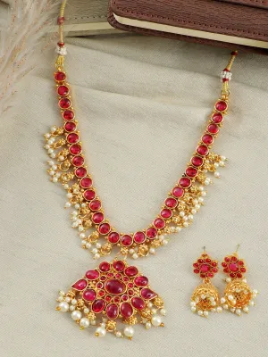 Pink Indian Traditional Party Wear Long Necklace
