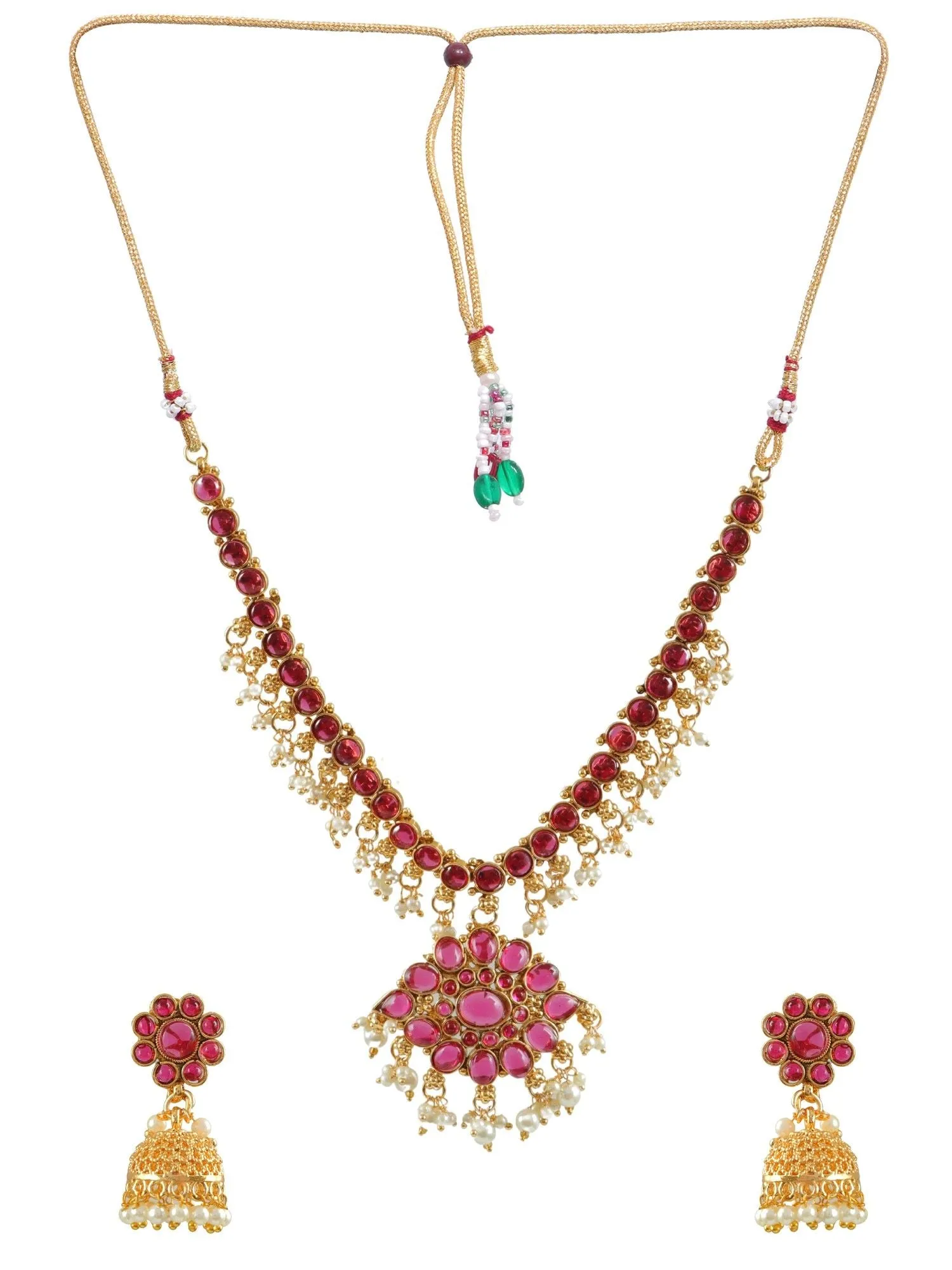 Pink Indian Traditional Party Wear Long Necklace