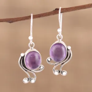 Pleasing Violet Handmade 925 Sterling Silver Amethyst Dangle Earrings