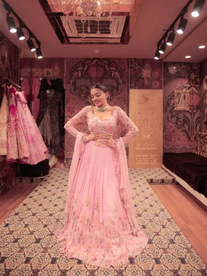 Pleated Lehenga In Baby Pink