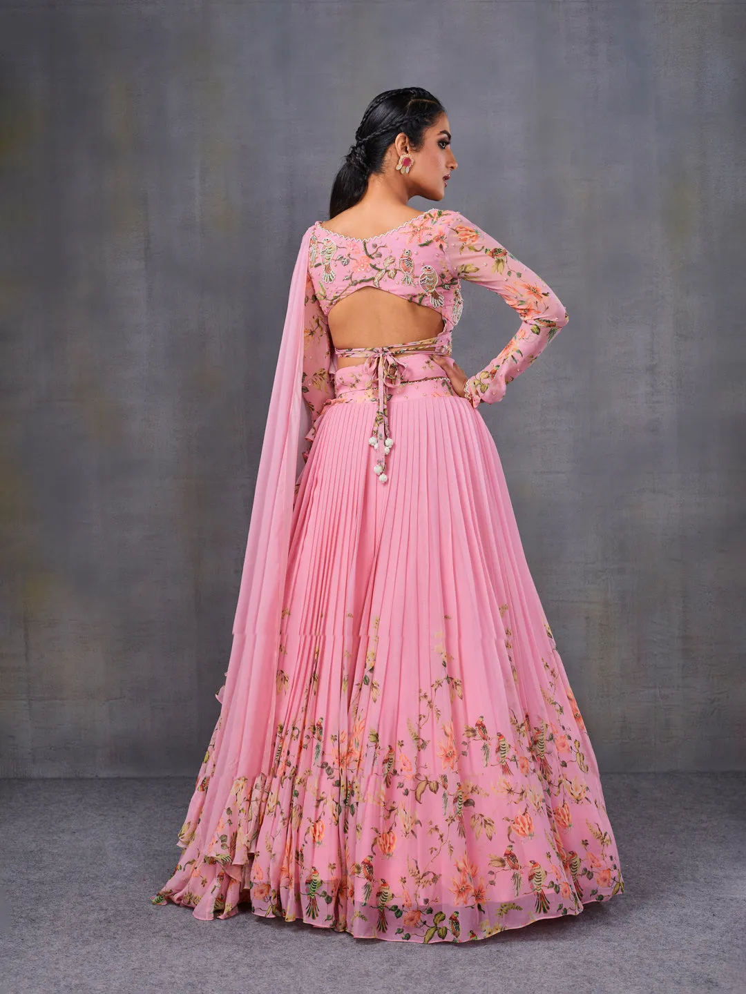 Pleated Lehenga In Baby Pink