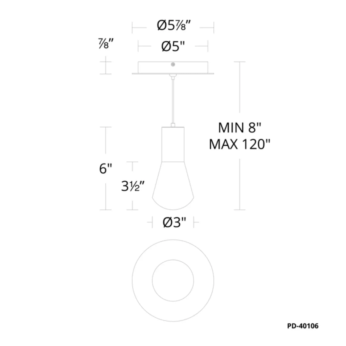 Plum 6 in. LED Pendant Light Satin Nickel Finish