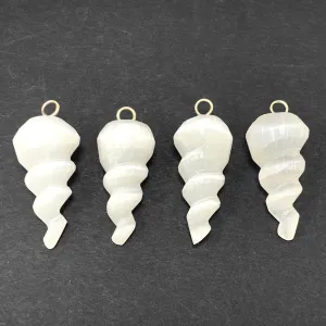 Polished Selenite Spiral Flame Shaped Pendant