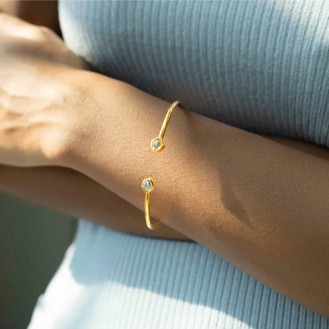 Polki twin Bracelet - Gold Plated 925 Silver