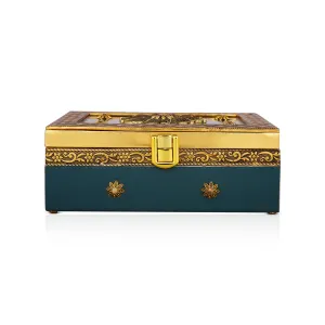 Pooja Box - 3 x 7 Inches | Jewellery Box/ Antique Polish Design Storage Box for Home