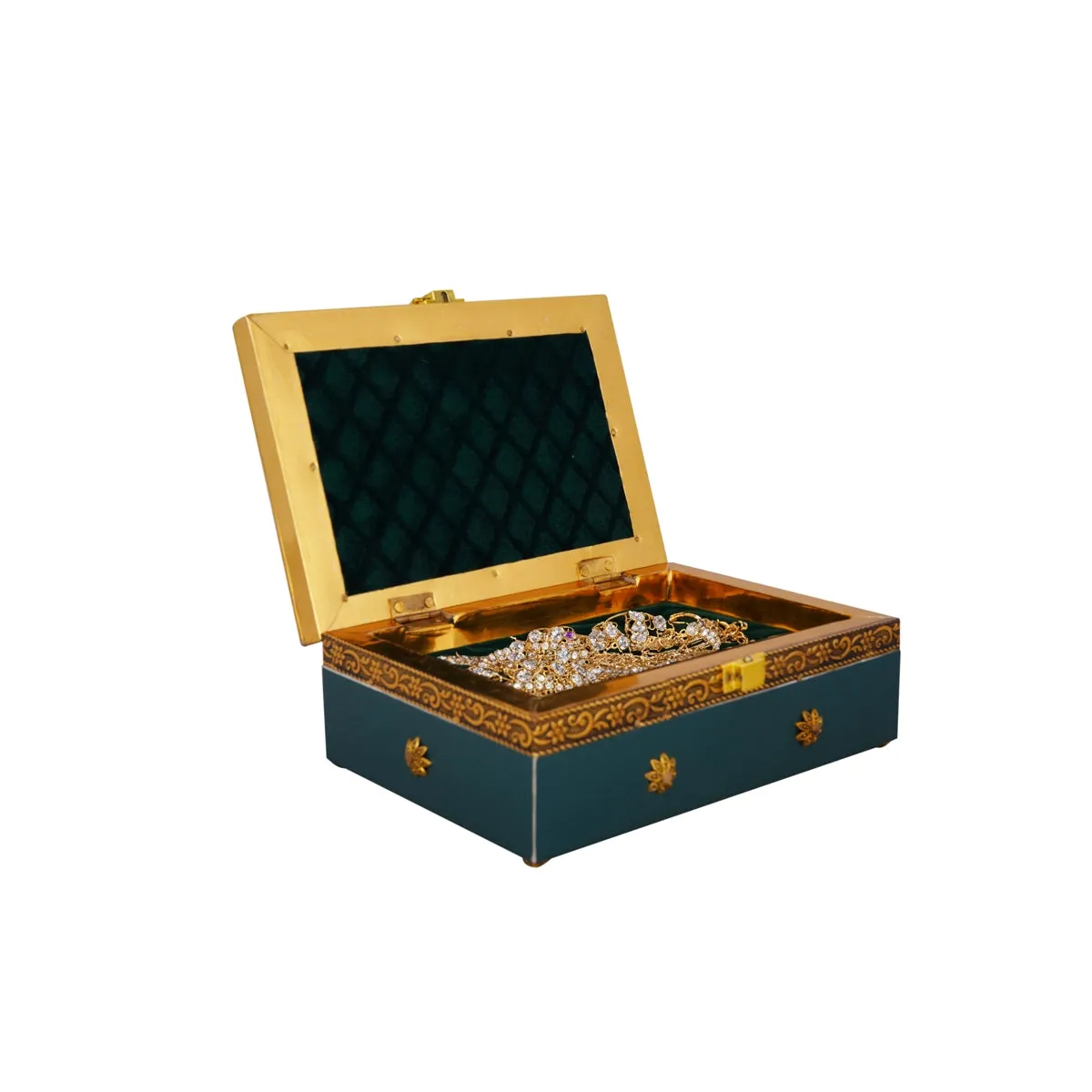 Pooja Box - 3 x 7 Inches | Jewellery Box/ Antique Polish Design Storage Box for Home