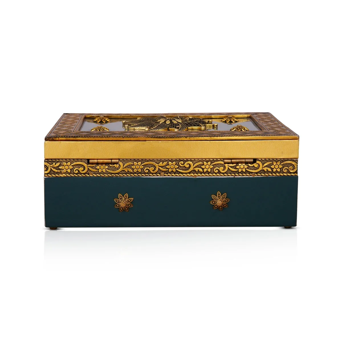 Pooja Box - 3 x 7 Inches | Jewellery Box/ Antique Polish Design Storage Box for Home