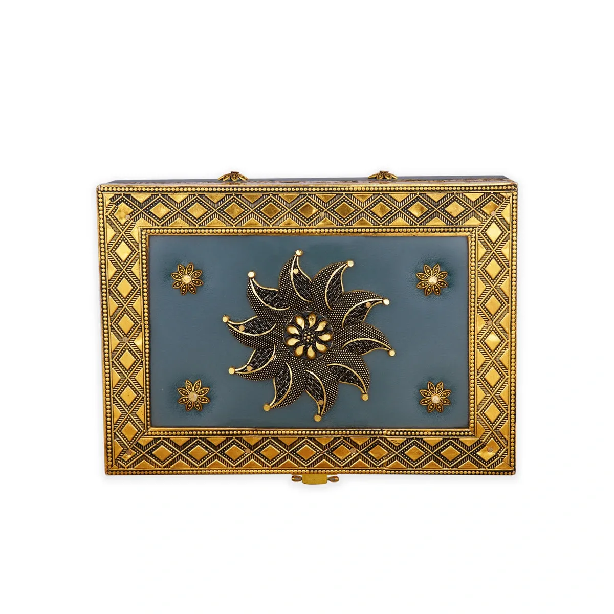 Pooja Box - 3 x 7 Inches | Jewellery Box/ Antique Polish Design Storage Box for Home