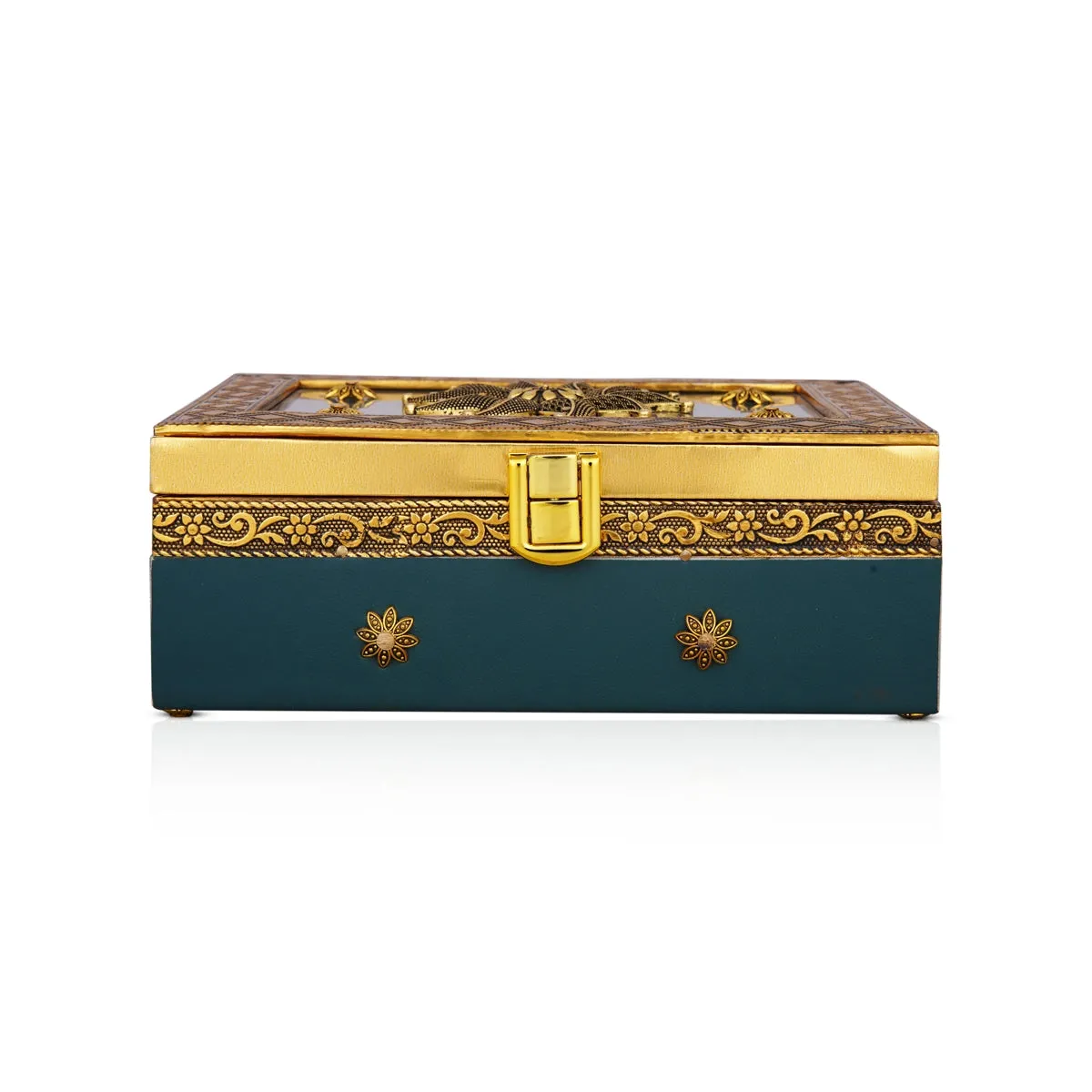 Pooja Box - 3 x 7 Inches | Jewellery Box/ Antique Polish Design Storage Box for Home