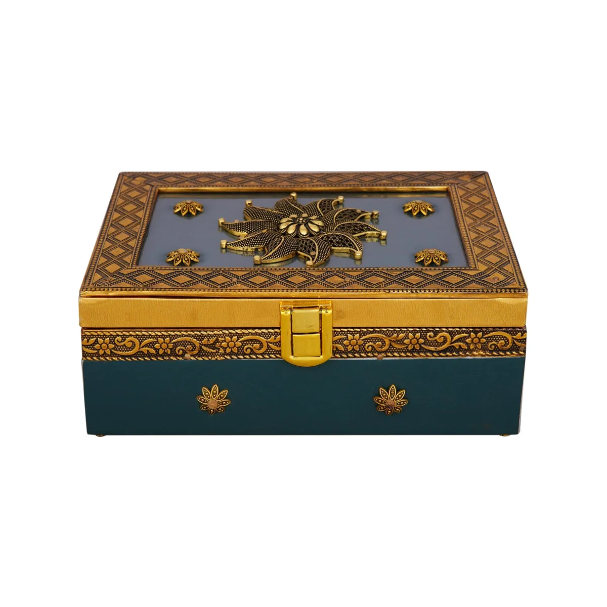 Pooja Box - 3 x 7 Inches | Jewellery Box/ Antique Polish Design Storage Box for Home