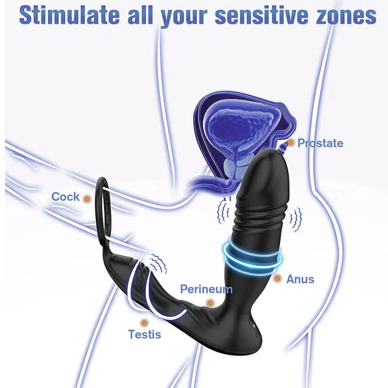 Prostate Massager with Vibrating Cock Rings