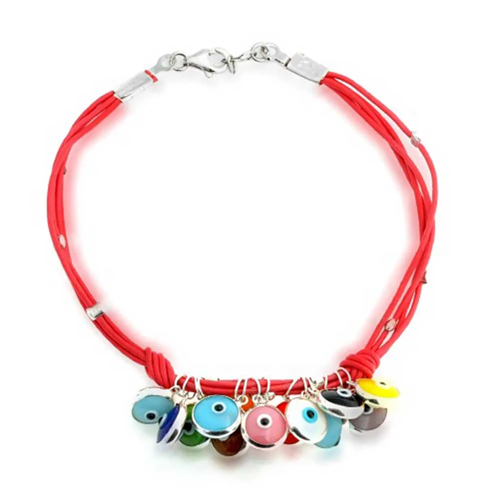 Protection Good Luck Amulet Strand Bracelet with Multicolor Evil Eye Beads 7-7.5 Inch