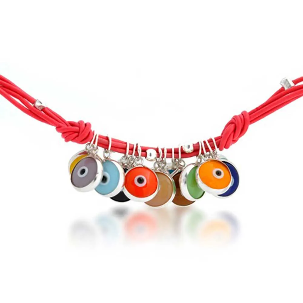 Protection Good Luck Amulet Strand Bracelet with Multicolor Evil Eye Beads 7-7.5 Inch
