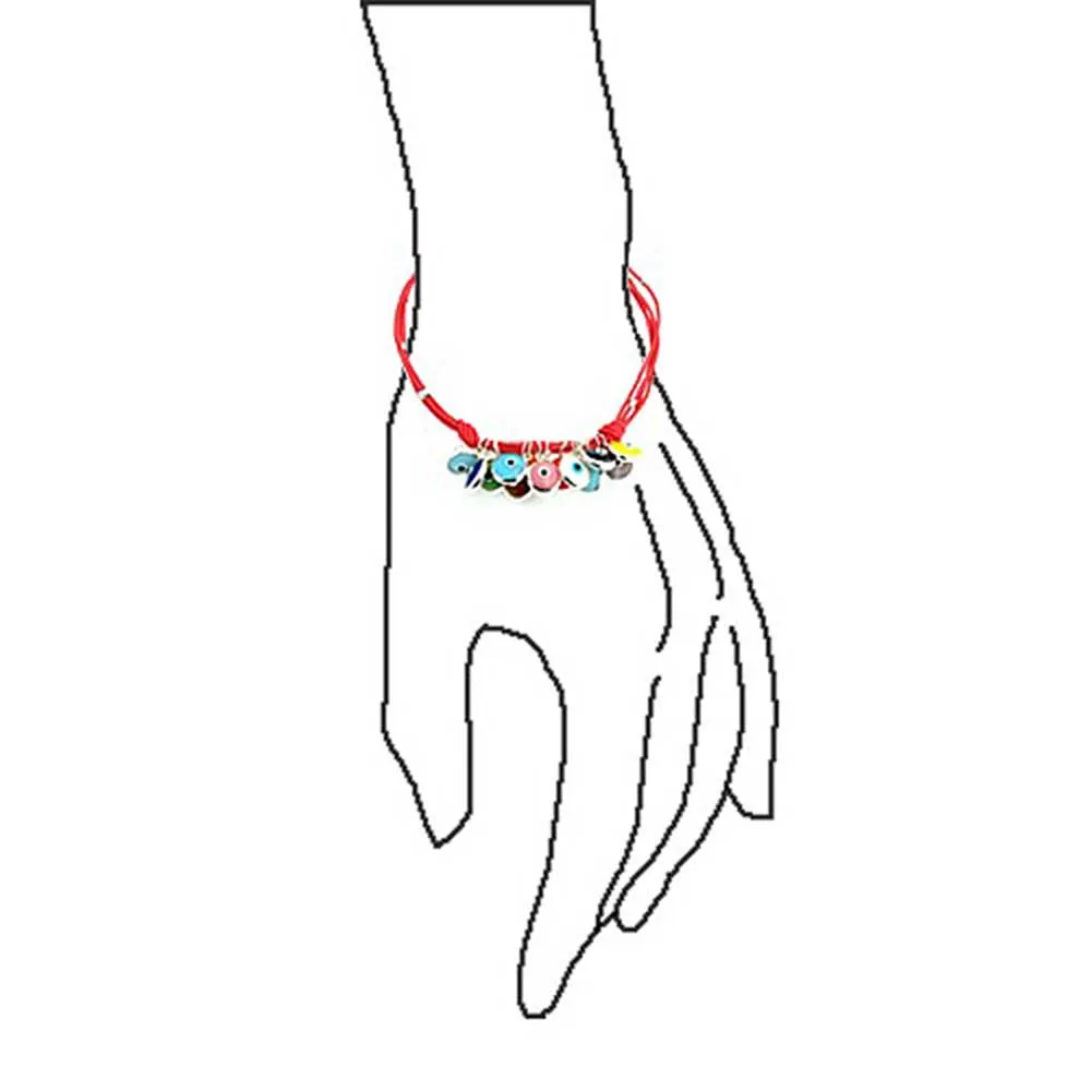Protection Good Luck Amulet Strand Bracelet with Multicolor Evil Eye Beads 7-7.5 Inch