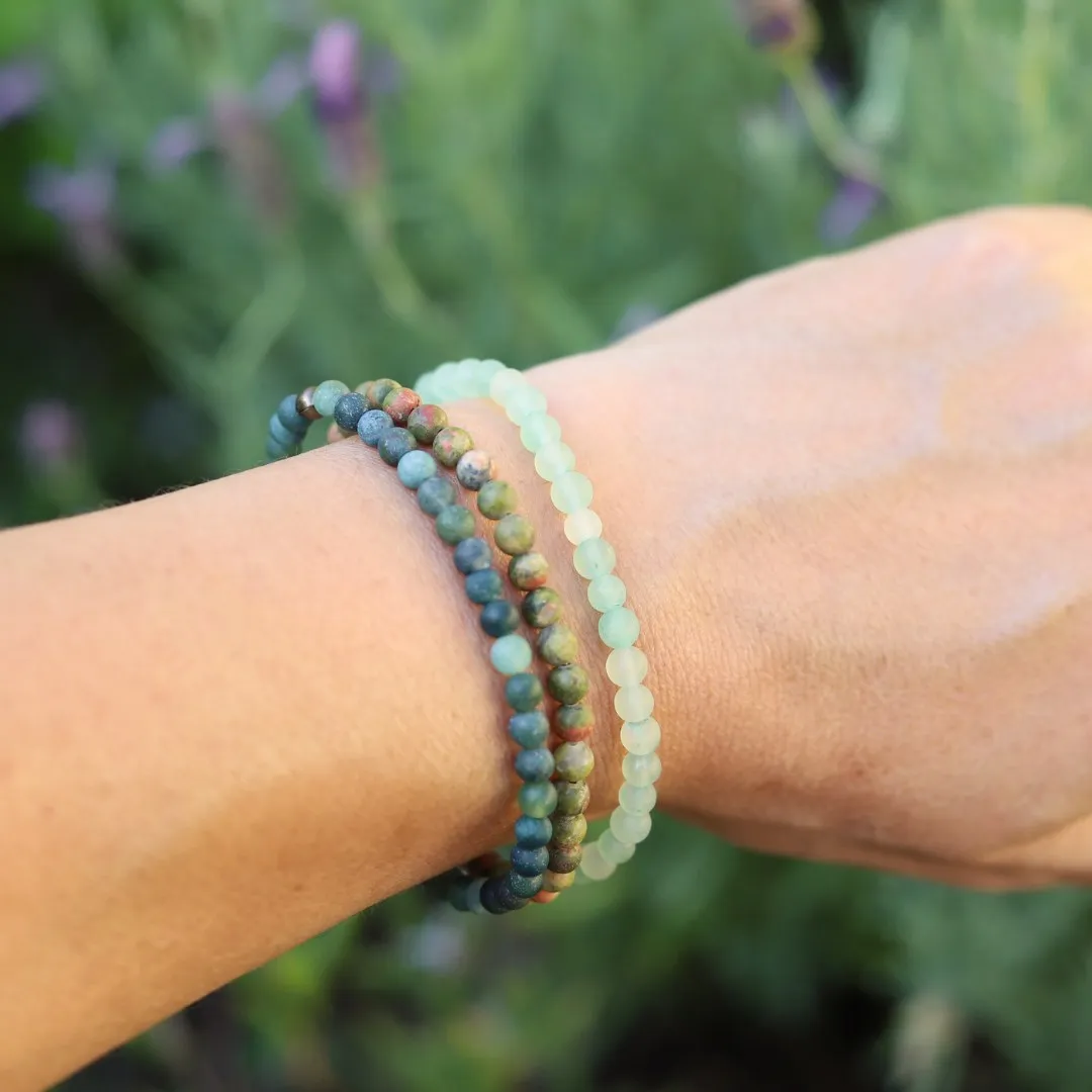 "Balance" Moss Agate Aventurine & Unakite Bracelet Set