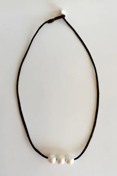 "Triple Scoop" Sliding Freshwater Pearl Necklace