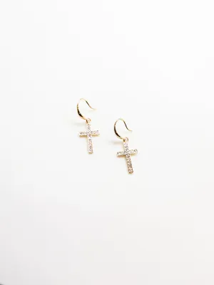 Rachel Nickel Free Sparkly Cross Earrings