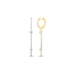Radiant Gold and Diamond Hoop Stick Dangle Earrings