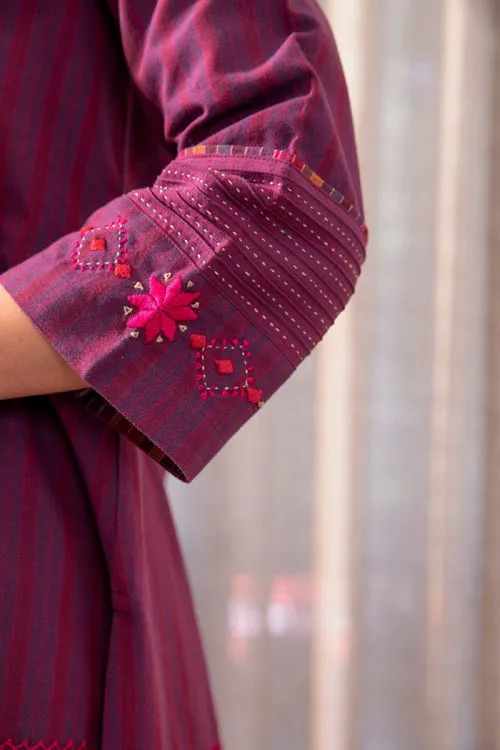 Rangsutra Haveli Soof Violet Hand Embroidered Flared Top