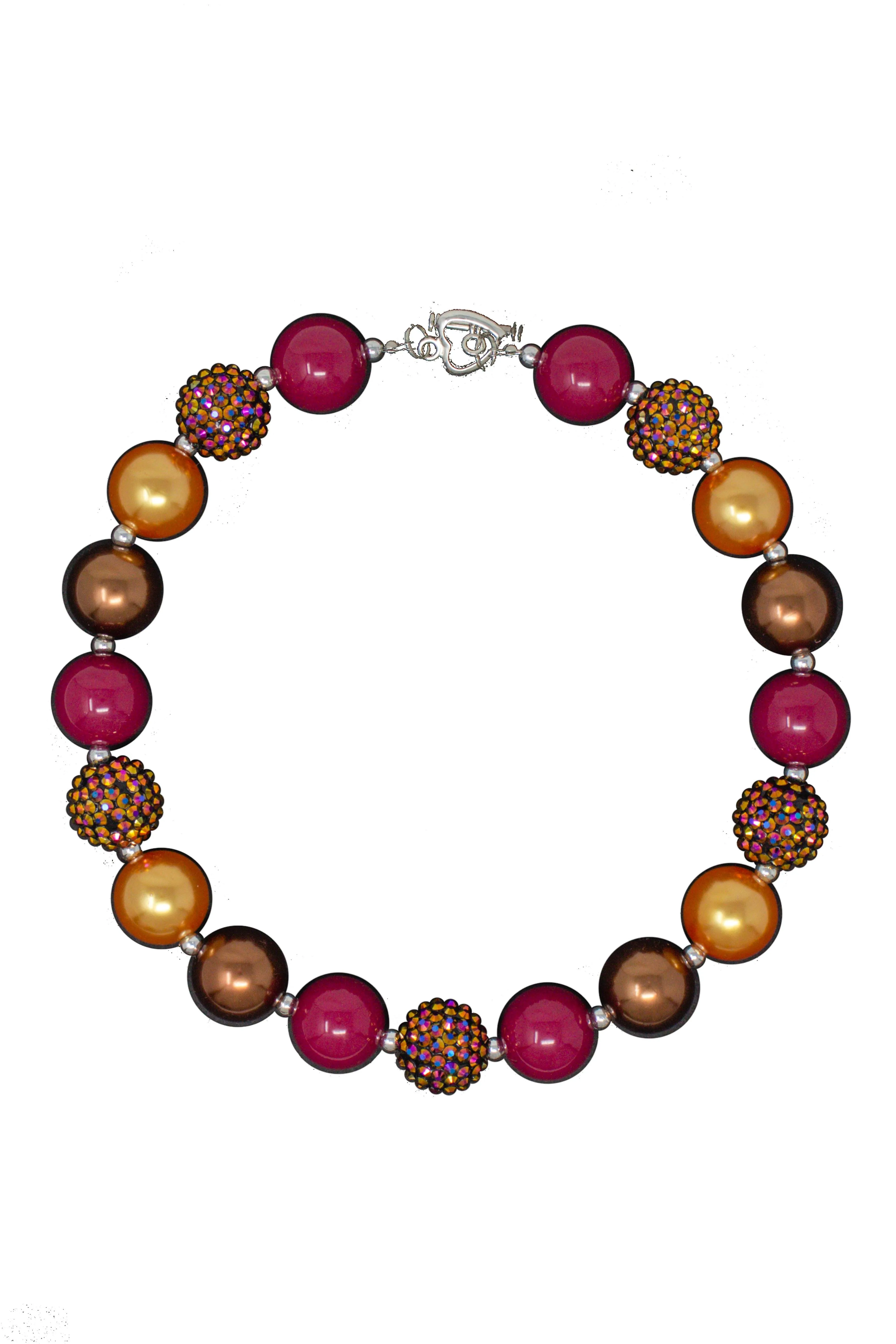 Raspberry Rose Rhinestone Bubblegum Necklace