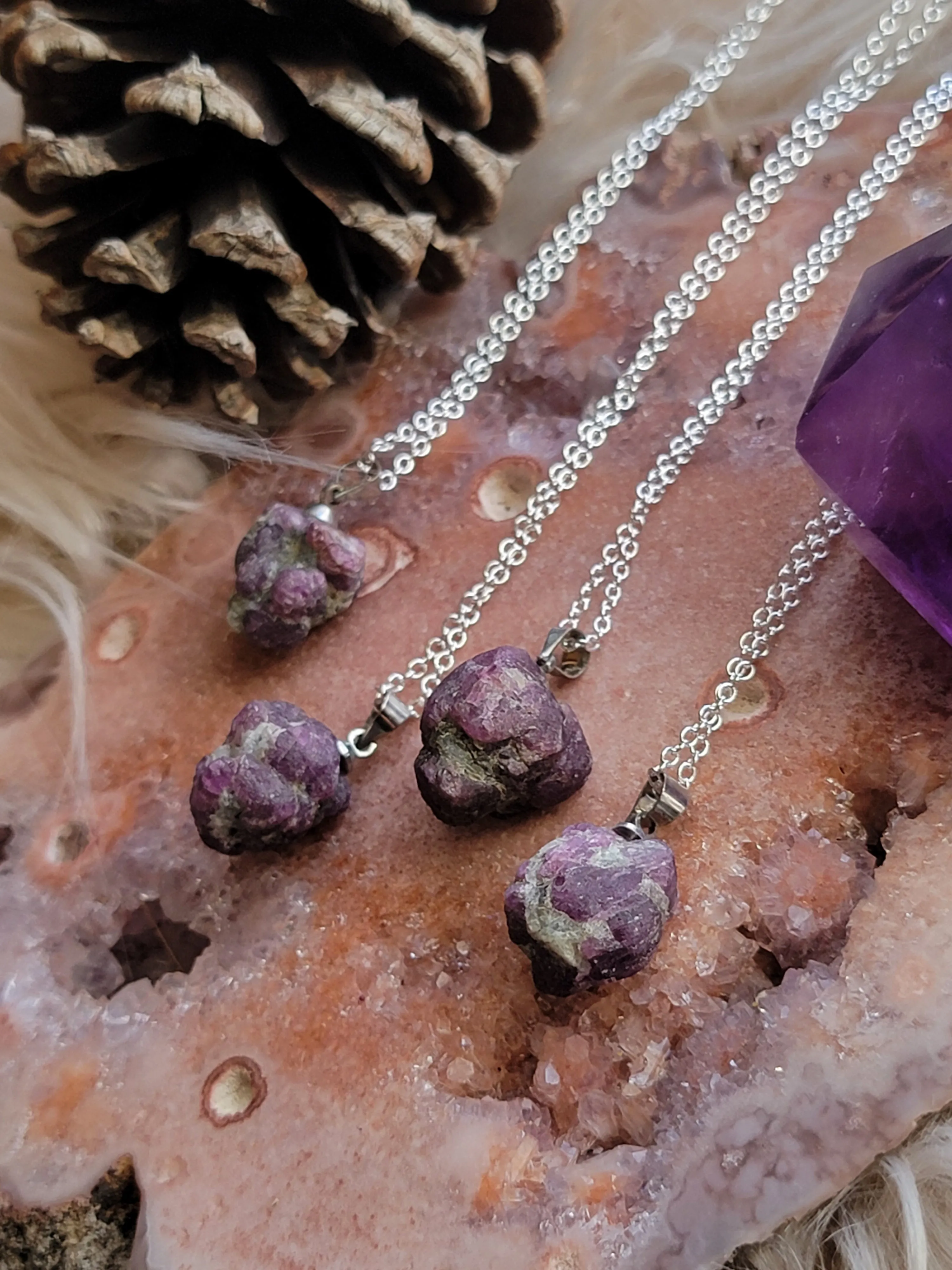Raw Chunky Ruby Simple Pendants
