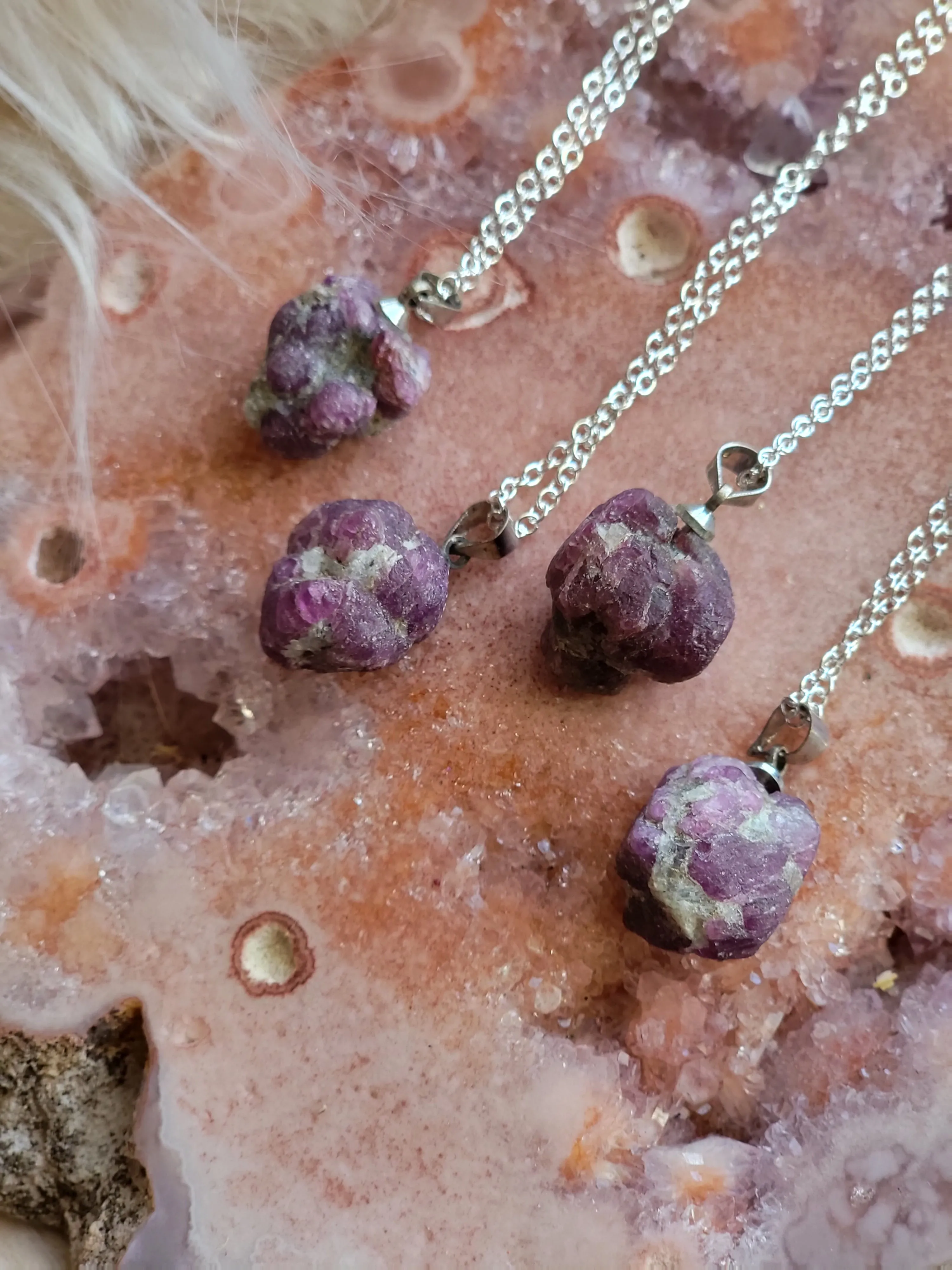 Raw Chunky Ruby Simple Pendants