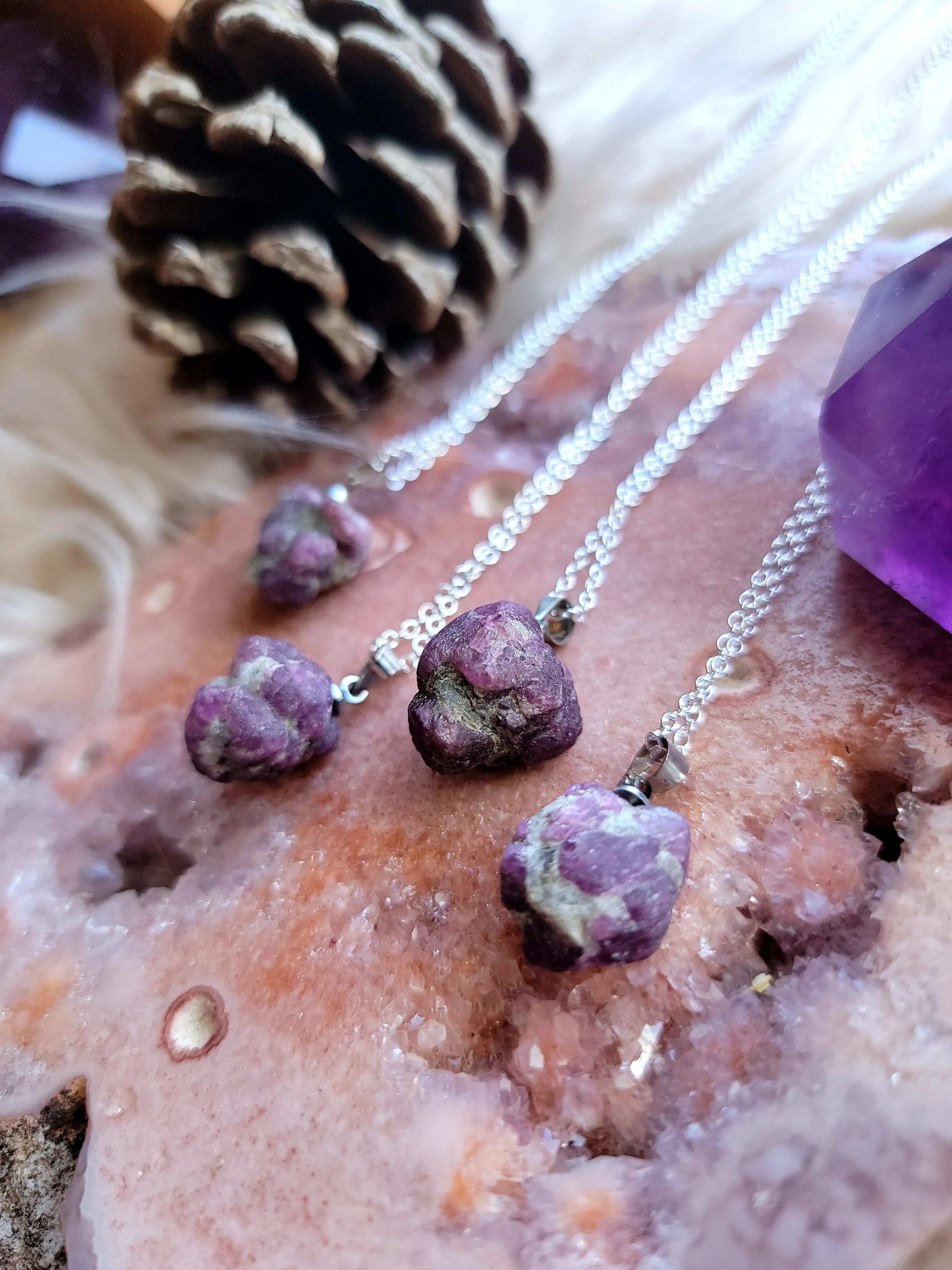 Raw Chunky Ruby Simple Pendants