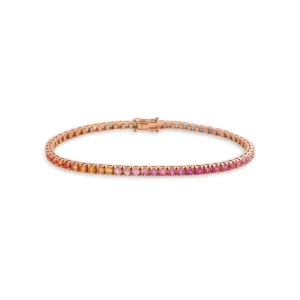 Ready to Ship Multicolor Sapphire Tennis Bracelet (5.50 ct.) 4-Prongs Setting in 18K Gold