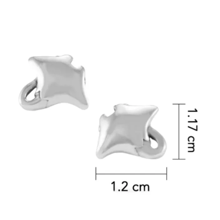 Real Silver Manta Ray Earrings