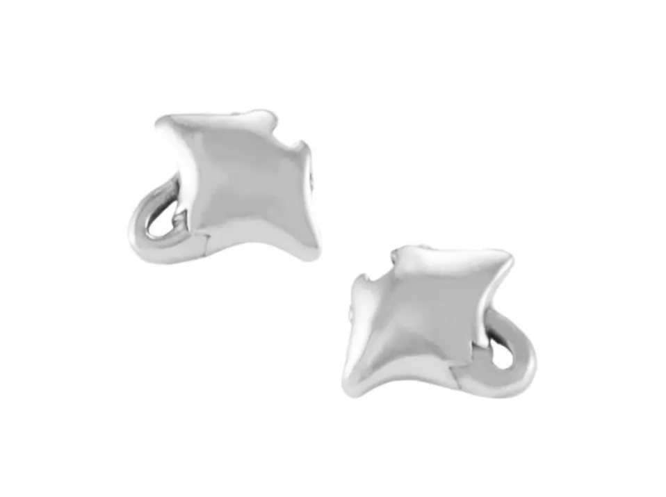 Real Silver Manta Ray Earrings