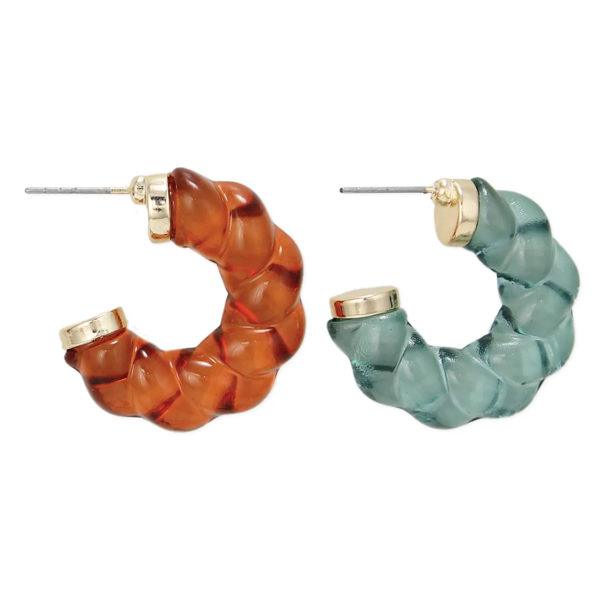 Retro Resin Twisted Hoop Earring