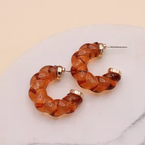 Retro Resin Twisted Hoop Earring