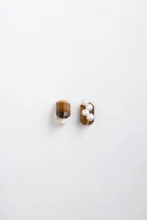 Reversible ear clips Tiger Eye