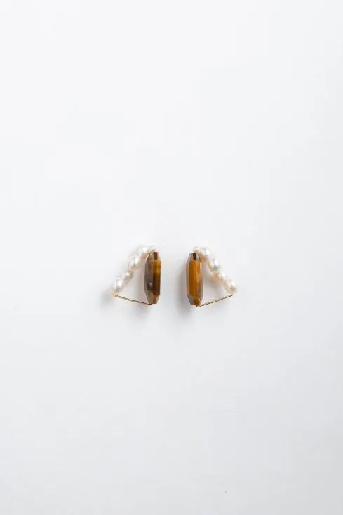 Reversible ear clips Tiger Eye