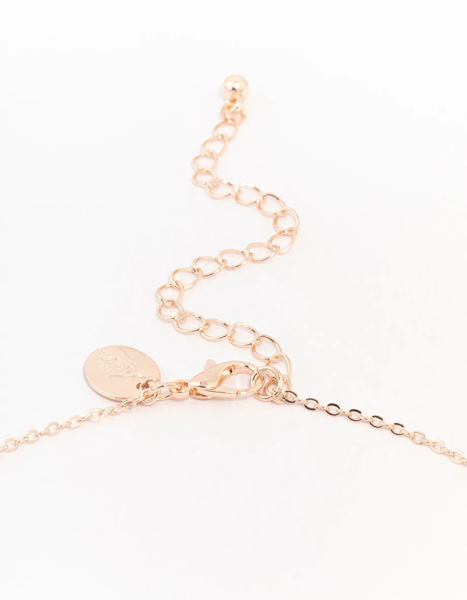 Rose Gold Cubic Zirconia Diamante Bow Pendant Necklace